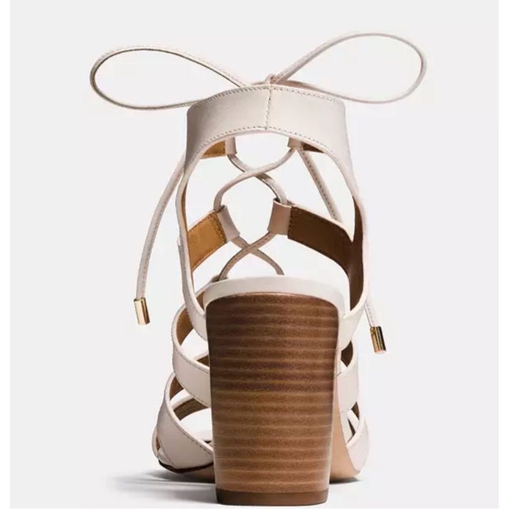 Coach • Larissa Lace-Up City Sandal gladiator cage heeled Chalk blush beige zs 9 - Picture 5 of 15